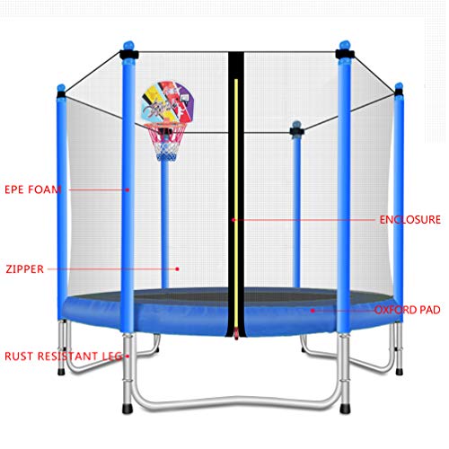 Trampoline with Basketball Hoop-Trampoline for Kids-Blue-5 Feet